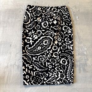 Boden Skirt Sz 4 L (Tall) Pencil Skirt Black/ White Print Office Work Corpcore